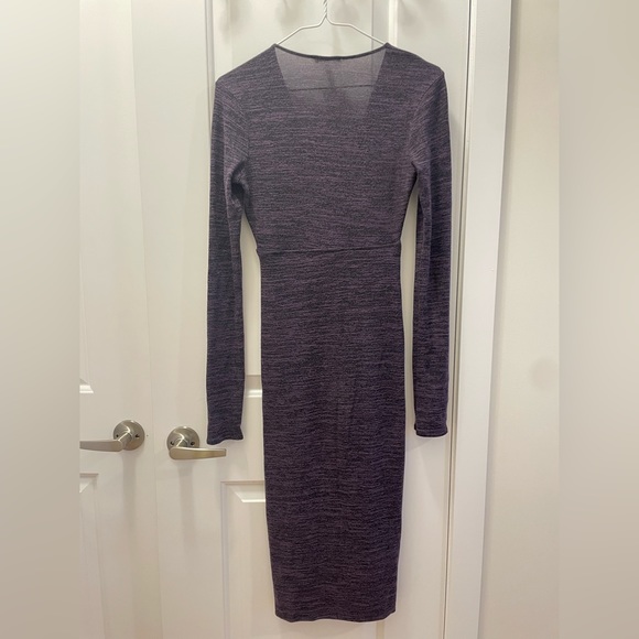 Wilfred V Neck, Midi Knit Longsleeve Dress in Purple - XS - Picture 2 of 5